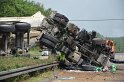 LKW umgestuerzt A 1 Rich Saarbruecken P158